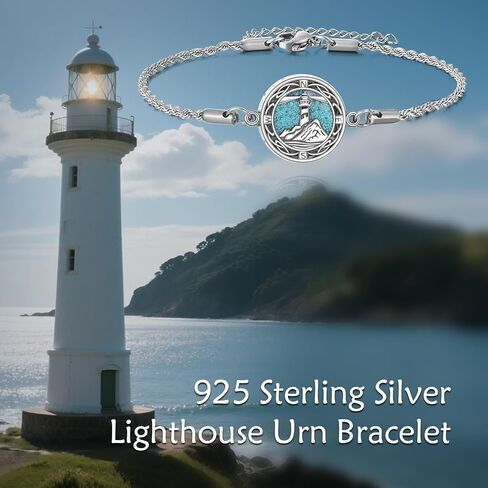 ONEFINITY Lighthouse Urn Bracelet For Ashes 925 Sterling Silver Ashes Bracelet Cremation Jewelry Gift (lighthouse urn 1) in Kuwait
