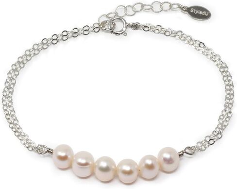 Milestone Birthday Pearl Bracelet Gift for Her, Sterling Silver Freshwater Pearl Bar, 30th 40th 50th 60th 70th Birthday Jewelry in Saudi Arabia