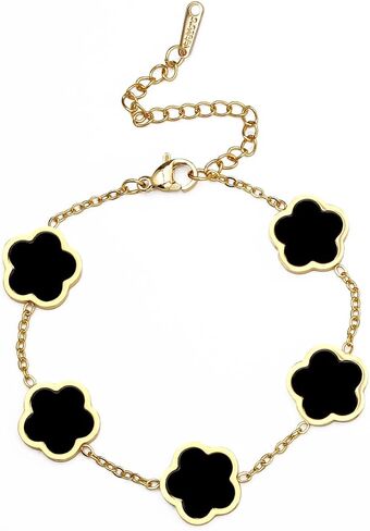 18K Gold Plated Clover Lucky Bracelet for Women Four Leaf Link Bracelets Stainless Steel Trendy Jewelry Gifts in Kuwait