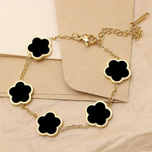 18K Gold Plated Clover Lucky Bracelet for Women Four Leaf Link Bracelets Stainless Steel Trendy Jewelry Gifts in Kuwait