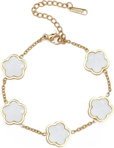 18K Gold Plated Clover Lucky Bracelet for Women Four Leaf Link Bracelets Stainless Steel Trendy Jewelry Gifts in Kuwait