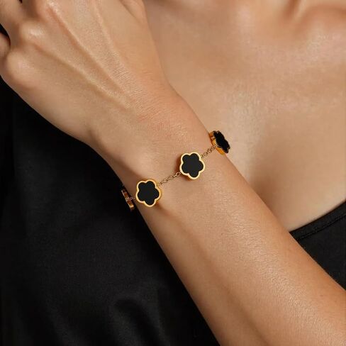 18K Gold Plated Clover Lucky Bracelet for Women Four Leaf Link Bracelets Stainless Steel Trendy Jewelry Gifts in Kuwait