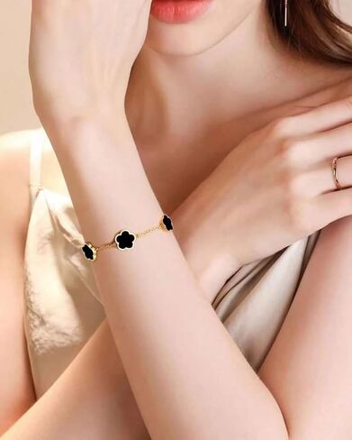 18K Gold Plated Clover Lucky Bracelet for Women Four Leaf Link Bracelets Stainless Steel Trendy Jewelry Gifts in Kuwait