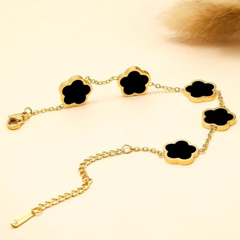 18K Gold Plated Clover Lucky Bracelet for Women Four Leaf Link Bracelets Stainless Steel Trendy Jewelry Gifts in Kuwait