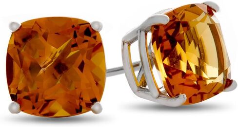 أقراط FJC Finejewelers من الذهب الأبيض عيار 10 قيراط أو 7 × 7 مم من الأحجار المقطوعة على شكل وسادة بعد الاحتكاك من الخلف in Kuwait