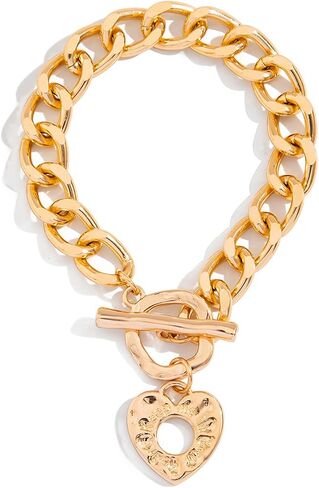 Gold Big Hollow Heart Bracelet for Women,Charm Punk Thick Chain Heart Toggle Bracelets,Fashion Love Statement Jewelry Valentine's Day Gifts in Saudi Arabia