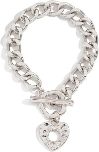 Gold Big Hollow Heart Bracelet for Women,Charm Punk Thick Chain Heart Toggle Bracelets,Fashion Love Statement Jewelry Valentine's Day Gifts in Saudi Arabia