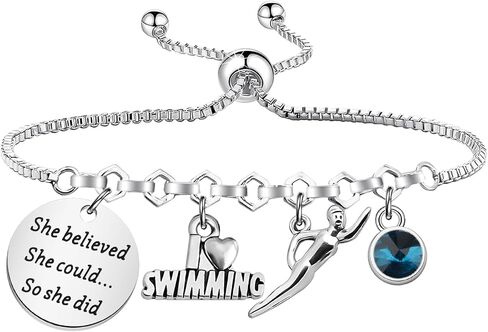 PLITI Swim Gift Swimming Lover Gift Swim Team Gift Swim Coach Gift She Believed She Could So She Did Bracelet For Swimmer in Saudi Arabia