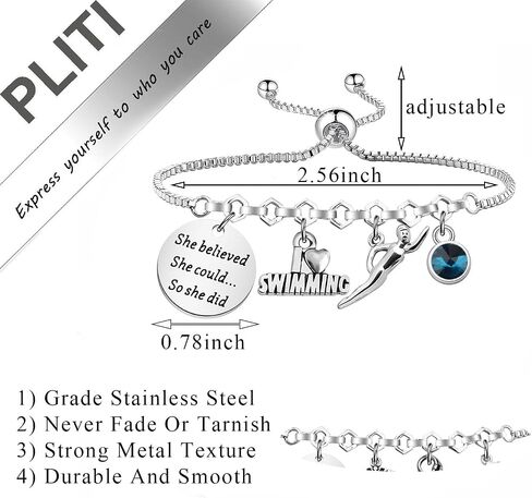 PLITI Swim Gift Swimming Lover Gift Swim Team Gift Swim Coach Gift She Believed She Could So She Did Bracelet For Swimmer in Saudi Arabia
