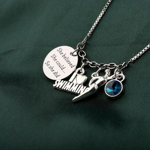 PLITI Swim Gift Swimming Lover Gift Swim Team Gift Swim Coach Gift She Believed She Could So She Did Bracelet For Swimmer in Saudi Arabia