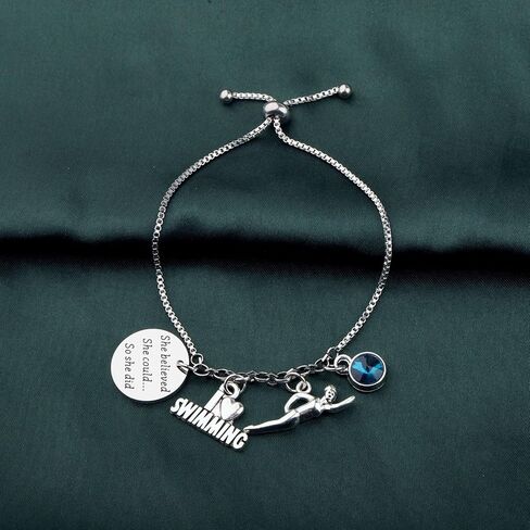 PLITI Swim Gift Swimming Lover Gift Swim Team Gift Swim Coach Gift She Believed She Could So She Did Bracelet For Swimmer in Saudi Arabia