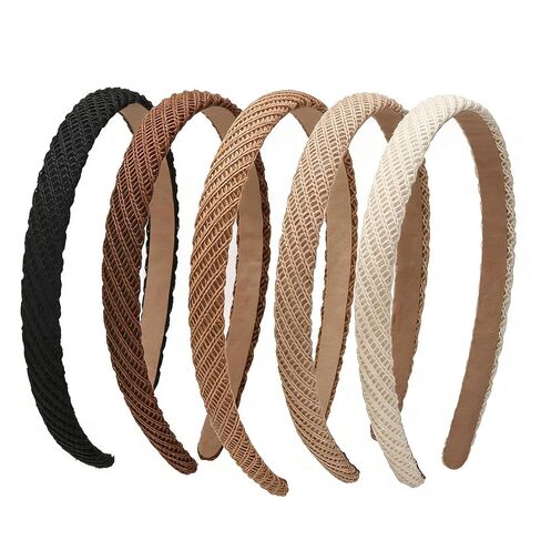 Lahnie 5 Pack Thin Headbands for Women, No Pressure No Headache Comfortable Hairbands Non Slip Skinny Knitted Headbands for Women's Hair, Cute Neutral Color Hair Accessories in Kuwait