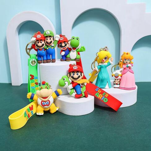 6Pcs Cute Mario Keychains, Super Brothers Keychain, Cartoon Bag Charms Car Keys, Party Favors for Boys and Girls in Saudi Arabia