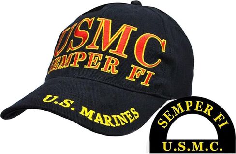 MWS U.S Marines Semper Fi USMC Black Hat Red Text U.S. Marines on Visor in Saudi Arabia