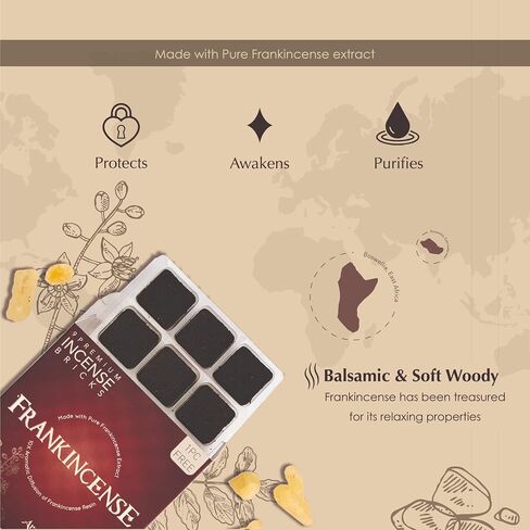 Frankincense Incense Bricks & Tree of Life Exotic Burner by Aromafume | 2 Trays x 9 Bricks | Boswellia Carterii & Boswellia Serrata Extract, Native to East Africa & India | Non-Toxic in Saudi Arabia