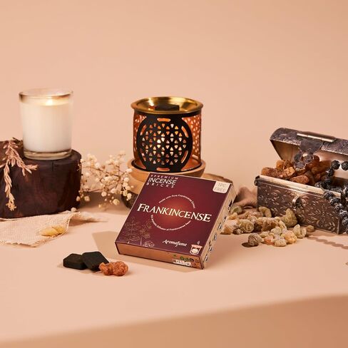 Frankincense Incense Bricks & Tree of Life Exotic Burner by Aromafume | 2 Trays x 9 Bricks | Boswellia Carterii & Boswellia Serrata Extract, Native to East Africa & India | Non-Toxic in Saudi Arabia