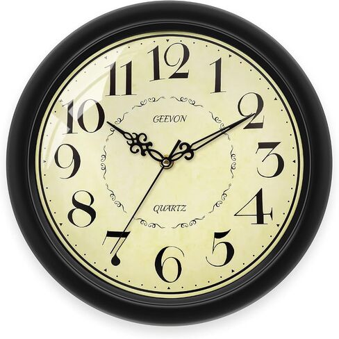 Geevon Vintage 12" Silent Wall Clock, Retro Round Battery Operated Decorative Clock with Large Numbers, Unique Hands for Bedroom Kitchen Office Living Room Café Decor (Green) in Saudi Arabia