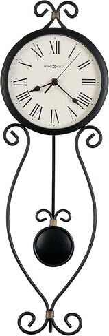 Howard Miller Ivana Wall Clock – Wrought Iron Analog, Quartz Movement, Black with Gold Accents, Roman Numerals, Battery Powered, Round Decorative Clock in Kuwait