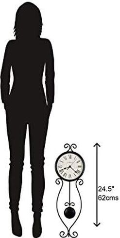 Howard Miller Ivana Wall Clock – Wrought Iron Analog, Quartz Movement, Black with Gold Accents, Roman Numerals, Battery Powered, Round Decorative Clock in Kuwait