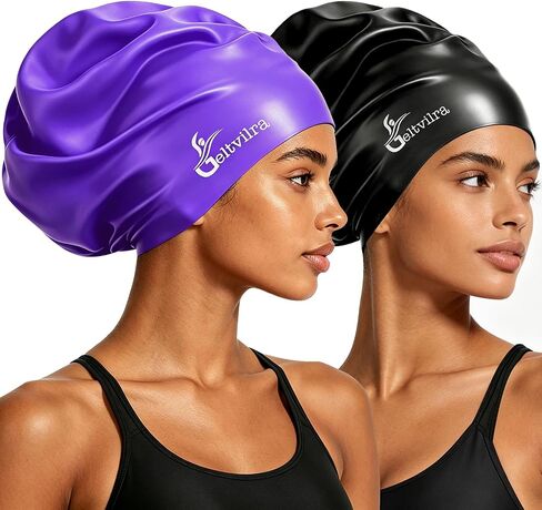 Extra Large Swim Cap for Braids and Dreadlocks Women Men Silicone Swimming Cap for Long Thick Curly Weaves Afro Hair Extensions in Kuwait