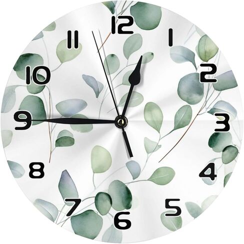 Wall Clock Watercolor Blue Leaves Yellow Lemon Round Wall Clock 10 Inch Silent Non Ticking Battery Operated Clock for Living Room Bedroom Kitchen School Decor Gift in Saudi Arabia