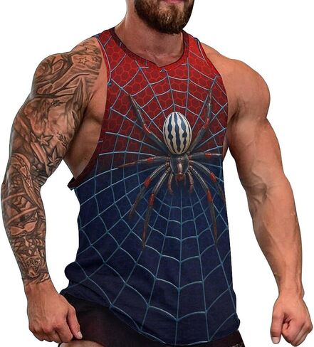 Blissboy Funny Spider Graphic Tank Top Novelty Sleeveless Shirt in Kuwait
