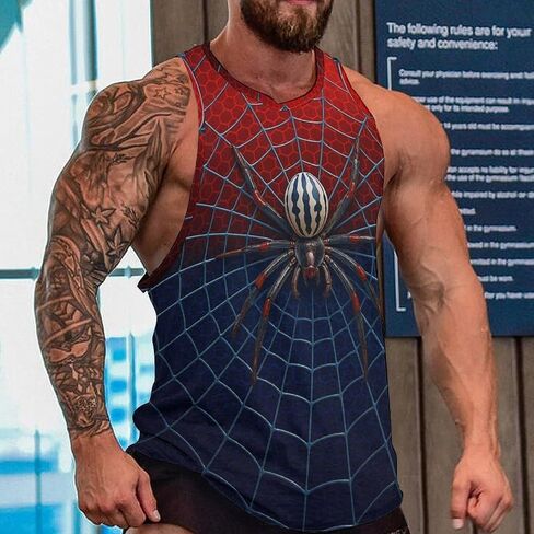 Blissboy Funny Spider Graphic Tank Top Novelty Sleeveless Shirt in Kuwait