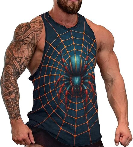Blissboy Funny Spider Graphic Tank Top Novelty Sleeveless Shirt in Kuwait