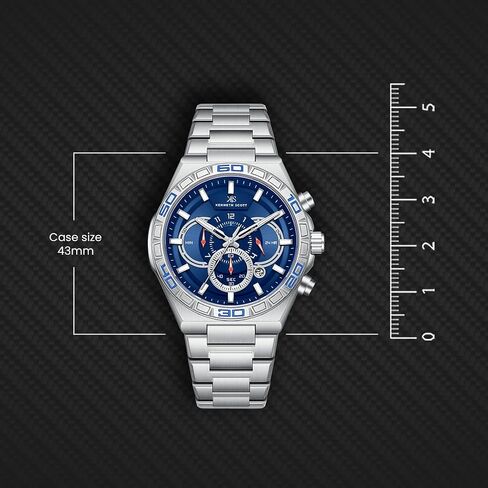 Kenneth Scott Men's Movement Watch, Chronograph Display and Stainless Steel Strap - K26101-SBSN, Silver in Saudi Arabia