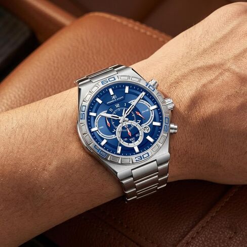 Kenneth Scott Men's Movement Watch, Chronograph Display and Stainless Steel Strap - K26101-SBSN, Silver in Saudi Arabia