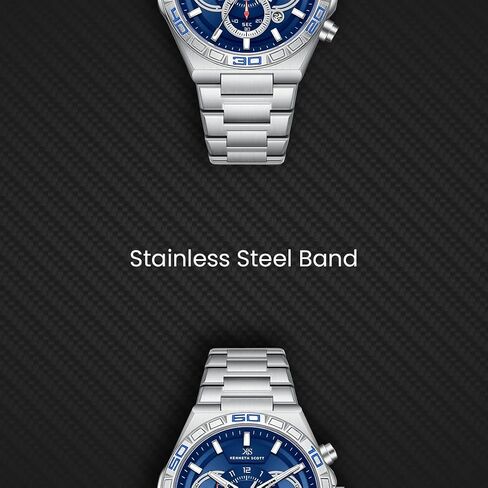 Kenneth Scott Men's Movement Watch, Chronograph Display and Stainless Steel Strap - K26101-SBSN, Silver in Saudi Arabia