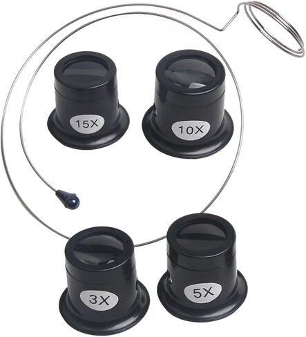مجموعة عدسة مكبرة لعصابة الرأس من TEHAUX، 3X 5X 10X 15X عدسات مجوهرات محمولة مع إطار سلكي قوي، أداة إصلاح الساعة للعمل التفصيلي، أسود (4 عبوات) in Kuwait