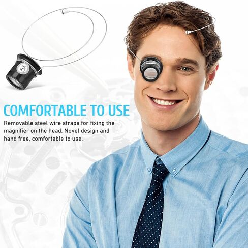 مجموعة عدسة مكبرة لعصابة الرأس من TEHAUX، 3X 5X 10X 15X عدسات مجوهرات محمولة مع إطار سلكي قوي، أداة إصلاح الساعة للعمل التفصيلي، أسود (4 عبوات) in Kuwait