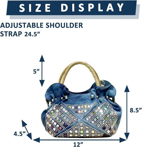 Denim Tote Bag, Soft Shoulder Bag, Handbag for Women Vacation, Travel, Daily Matching(Style 424) in Kuwait