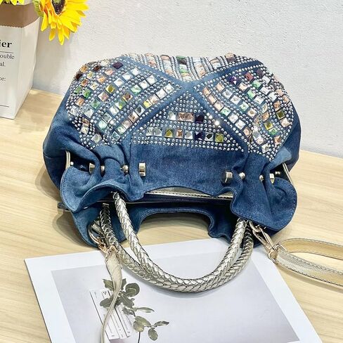 Denim Tote Bag, Soft Shoulder Bag, Handbag for Women Vacation, Travel, Daily Matching(Style 424) in Kuwait
