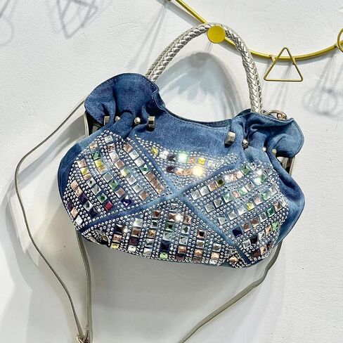 Denim Tote Bag, Soft Shoulder Bag, Handbag for Women Vacation, Travel, Daily Matching(Style 424) in Kuwait