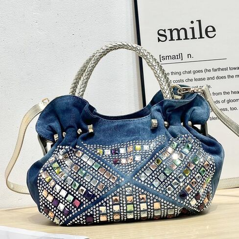 Denim Tote Bag, Soft Shoulder Bag, Handbag for Women Vacation, Travel, Daily Matching(Style 424) in Kuwait