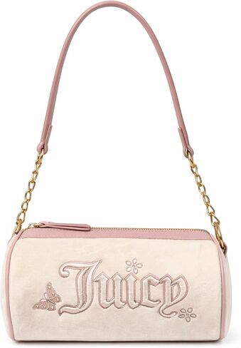 Juicy Couture Velvet Barrel Shoulder Bag with Chain Strap, Juicy In The Sky, 9x5x4.5 in in Saudi Arabia