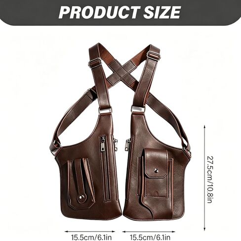 Premium Leather Shoulder Bag, Double Shoulder Armpit Bag, Anti-Theft Hidden Adjustable Strap Holste, Multi-pocket in Saudi Arabia