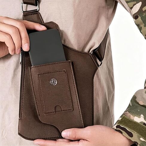 Premium Leather Shoulder Bag, Double Shoulder Armpit Bag, Anti-Theft Hidden Adjustable Strap Holste, Multi-pocket in Saudi Arabia