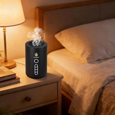 2-in-1 Electric Incense Burner with Quran Speaker, Rechargeable Portable Bakhoor Burner and Aroma Diffuser, Round, Black, 3.1x3.1x4.8 Inches in Saudi Arabia