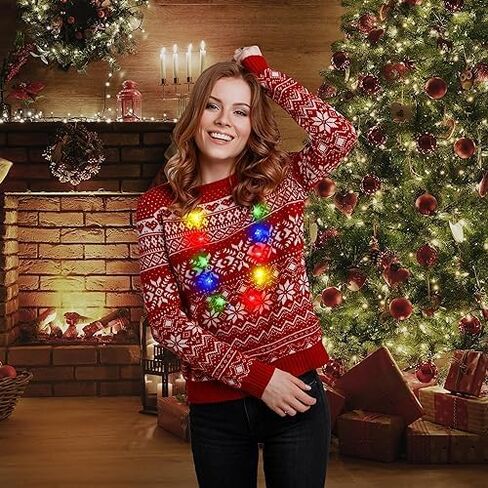 Glowmaker Christmas Necklace | Bright Light | Best Christmas Accessories | Fun and Bright 38 inch Necklace | Indoor Ornament Christmas Necklace | in Kuwait