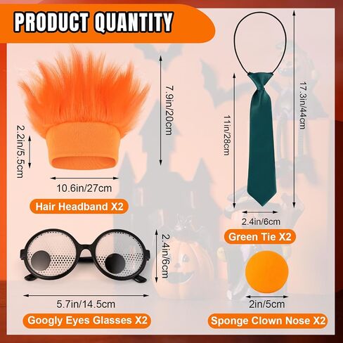 Halloween Costume Cosplay Accessories Kit Orange Hairy Headband Sponge Nose Googly Wiggle in Saudi Arabia