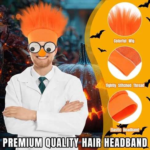 Halloween Costume Cosplay Accessories Kit Orange Hairy Headband Sponge Nose Googly Wiggle in Saudi Arabia