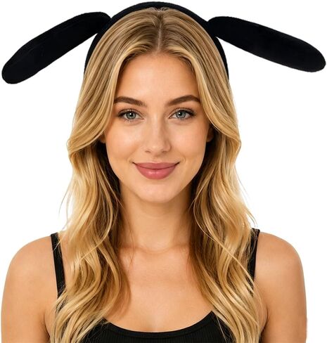 Animal Ears Headband, Black Dog Ears Headband with Furry, Halloween Costumes, Christmas Headband, Costume Party and Cosplay Decor for Women in Saudi Arabia