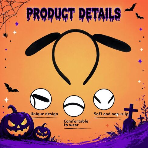 Animal Ears Headband, Black Dog Ears Headband with Furry, Halloween Costumes, Christmas Headband, Costume Party and Cosplay Decor for Women in Saudi Arabia