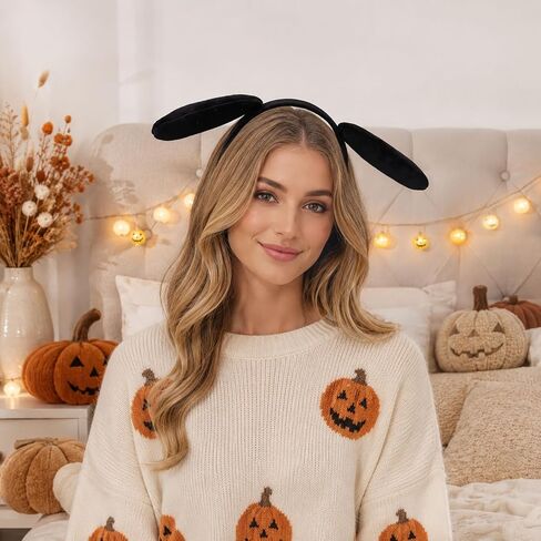Animal Ears Headband, Black Dog Ears Headband with Furry, Halloween Costumes, Christmas Headband, Costume Party and Cosplay Decor for Women in Saudi Arabia