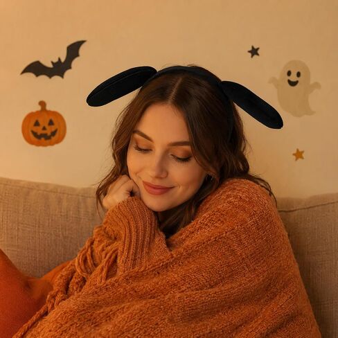 Animal Ears Headband, Black Dog Ears Headband with Furry, Halloween Costumes, Christmas Headband, Costume Party and Cosplay Decor for Women in Saudi Arabia