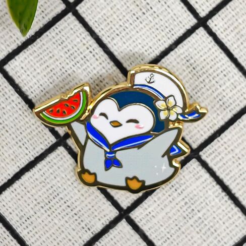 Cute Penguin Sailor Enamel Pin - Animal World Series - Enamel Lapel Pin - Plated Badge for Clothing, Bags, and Lanyards in Kuwait