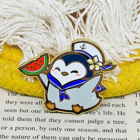 Cute Penguin Sailor Enamel Pin - Animal World Series - Enamel Lapel Pin - Plated Badge for Clothing, Bags, and Lanyards in Kuwait